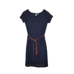 TACERA Cable Knit Short Sleeve Fit & Flare Double Lined Knee Length